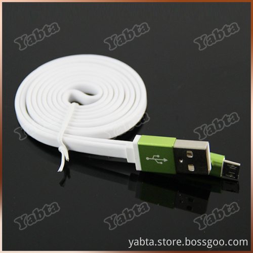 Metallic Android Phone USB Cable 1M Flat Power Cord For Samsung